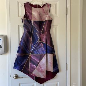 Ted Baker London Asymmetrical Printed Dress UK Size 2